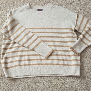 Vince Camuto Cream and Tan Striped Sweater